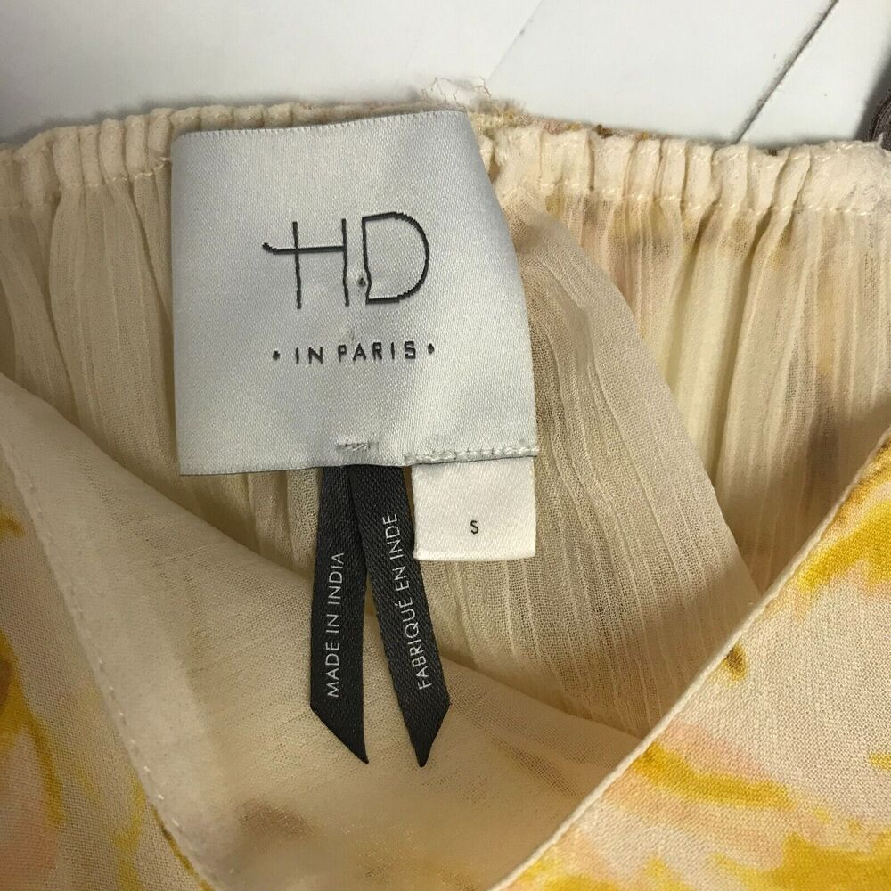 Anthropologie HD In Paris Cami Tank Top Womens Small Peach Yellow Floral Peplum - Picture 7 of 12